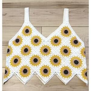 Altar'd State Granny Square Flower Cropped Crochet Tank Top